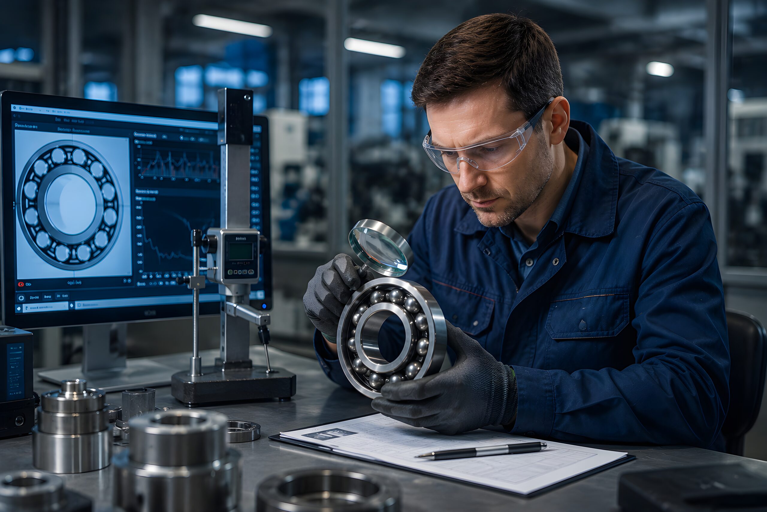 bearing inspection, quality control, industrial engineer, rolling bearing, predictive maintenance, machinery maintenance, condition monitoring, machine reliability, bearing testing, precision engineering
